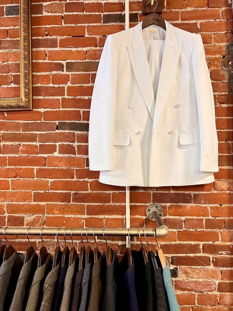 White double breasted suit coat